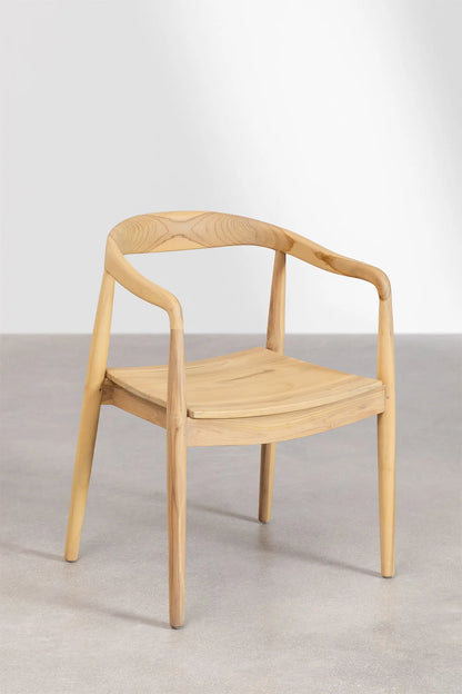 Teak dining chair Selly – boho furniture handcrafted in Bali by BaliSouk (vue 2)