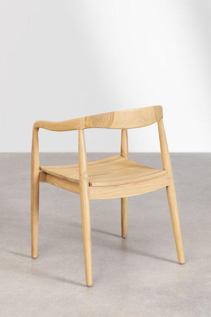 Teak dining chair Selly – boho furniture handcrafted in Bali by BaliSouk (vue 4) – set of 2