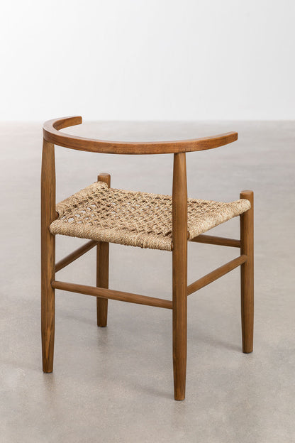 Teak dining chair Tanduk Small – boho furniture handcrafted in Bali by BaliSouk (vue 3)
