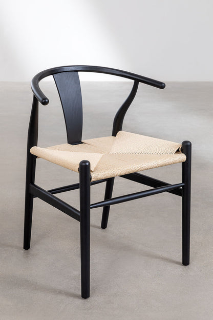 Teak dining chair Wishbone Paper Rope – boho furniture handcrafted in Bali by BaliSouk