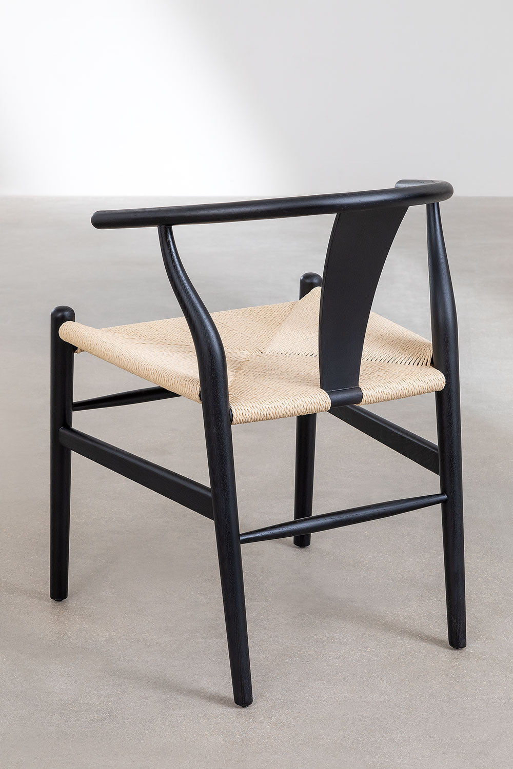 Teak dining chair Wishbone Paper Rope – boho furniture handcrafted in Bali by BaliSouk (vue 3)