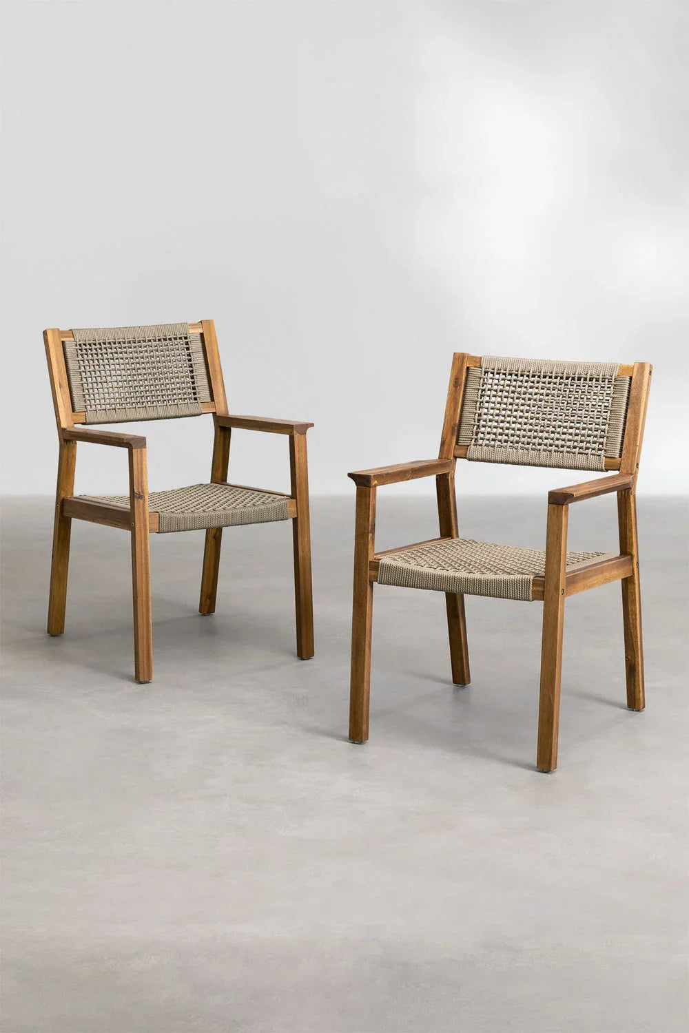 Teak dining chair Roxy Lux Rope – boho furniture handcrafted in Bali by BaliSouk – set of 2