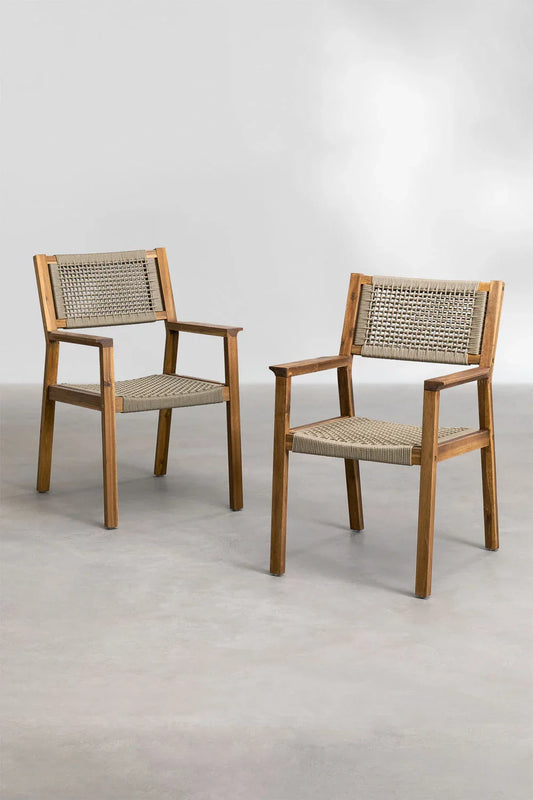 Teak dining chair Roxy Lux Rope – boho furniture handcrafted in Bali by BaliSouk – set of 2