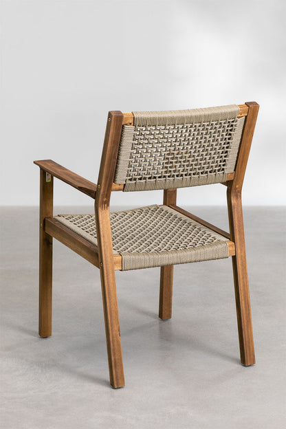 Teak dining chair Roxy Lux Rope – boho furniture handcrafted in Bali by BaliSouk (vue 2) – set of 2