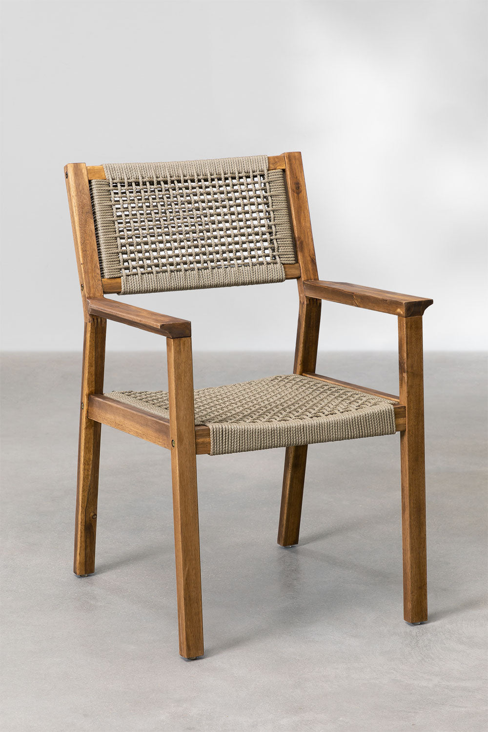 Teak dining chair Roxy Lux Rope – boho furniture handcrafted in Bali by BaliSouk (vue 3)