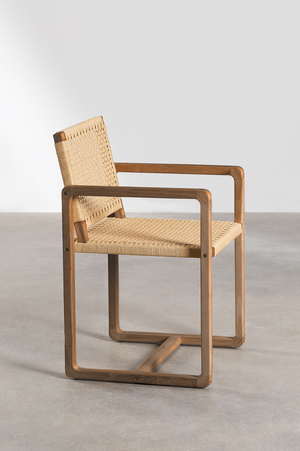 Teak dining chair Reno – boho furniture handcrafted in Bali by BaliSouk (vue 2)