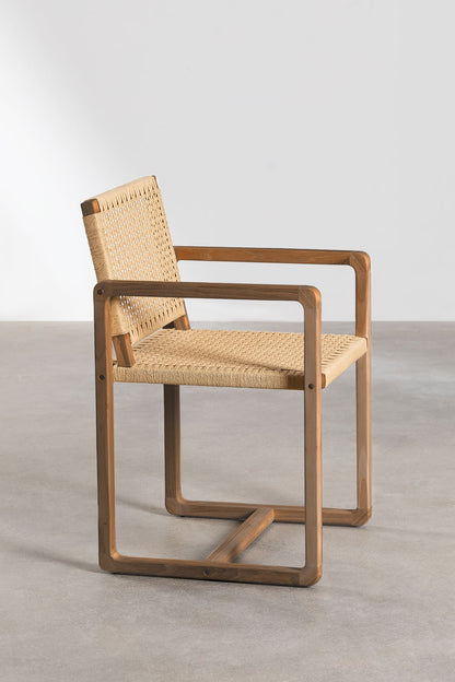 Teak dining chair Reno – boho furniture handcrafted in Bali by BaliSouk (vue 2)