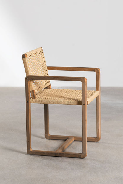Teak dining chair Reno – boho furniture handcrafted in Bali by BaliSouk (vue 2) – set of 2