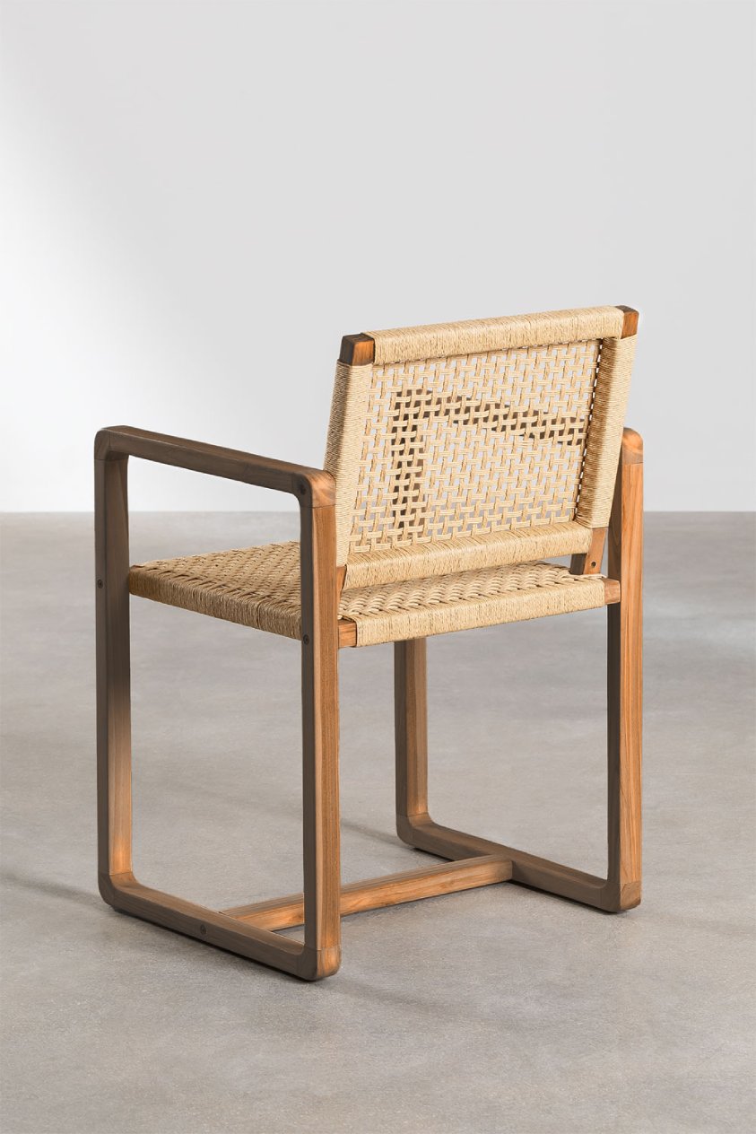 Teak dining chair Reno – boho furniture handcrafted in Bali by BaliSouk (vue 3)