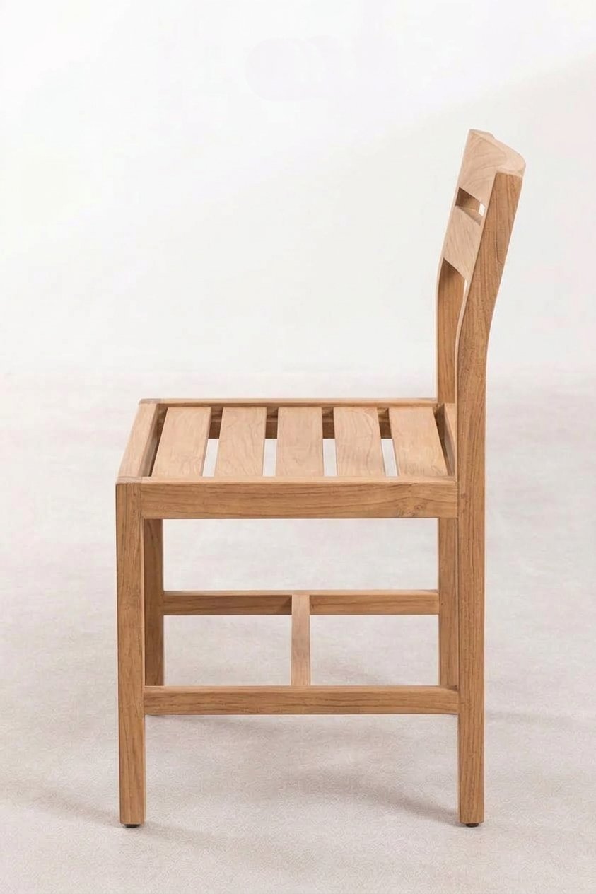 Teak dining chair Lara – boho furniture handcrafted in Bali by BaliSouk (vue 2)
