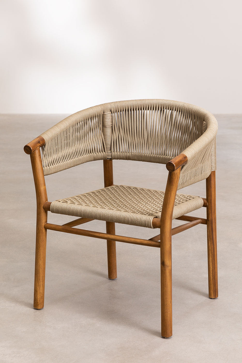 Teak dining chair Naele Rope – boho furniture handcrafted in Bali by BaliSouk