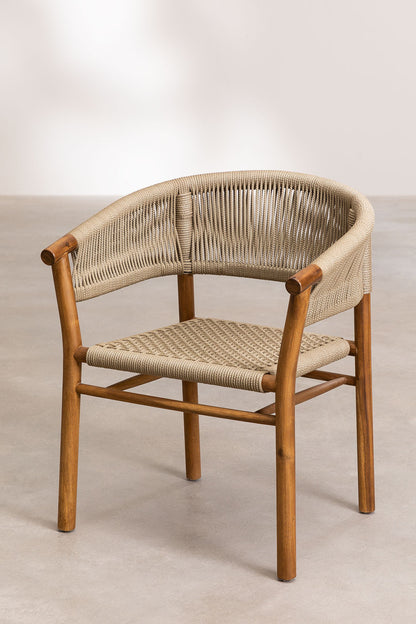 Teak dining chair Naele Rope – boho furniture handcrafted in Bali by BaliSouk