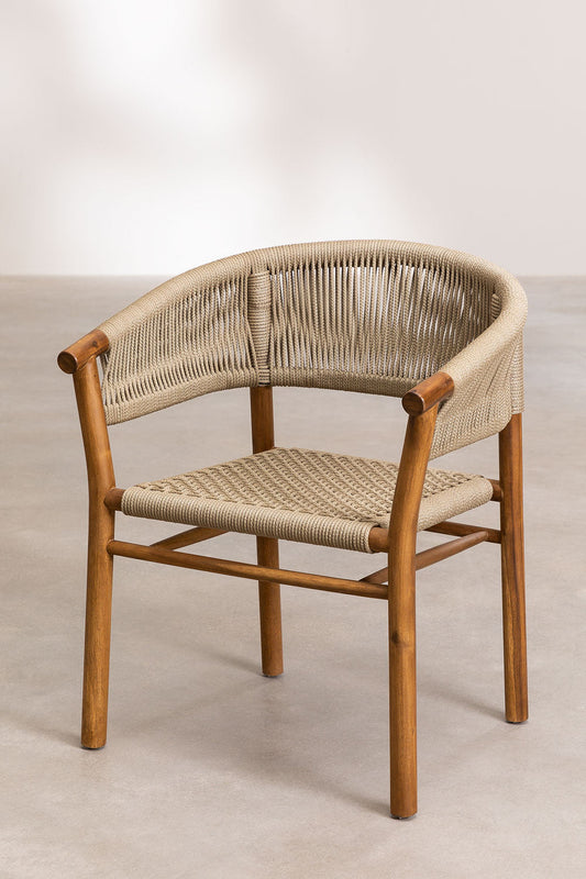 Teak dining chair Naele Rope – boho furniture handcrafted in Bali by BaliSouk – set of 2