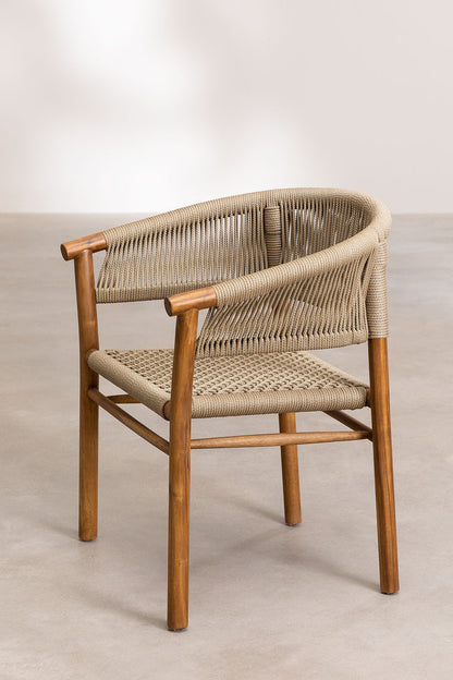 Teak dining chair Naele Rope – boho furniture handcrafted in Bali by BaliSouk (vue 2)