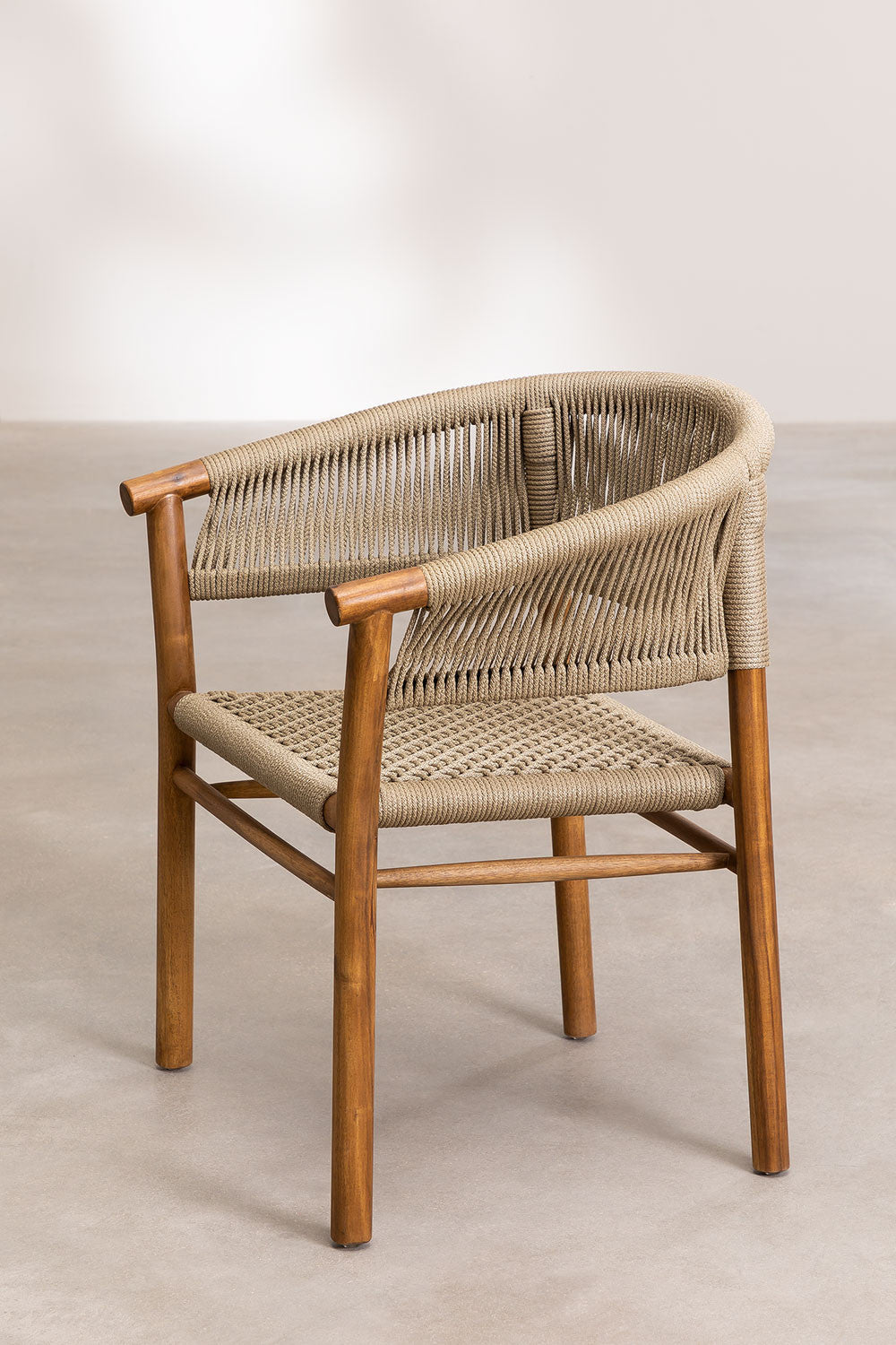 Teak dining chair Naele Rope – boho furniture handcrafted in Bali by BaliSouk (vue 2) – set of 2
