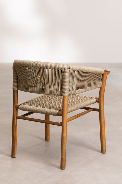 Teak dining chair Naele Rope – boho furniture handcrafted in Bali by BaliSouk (vue 3)