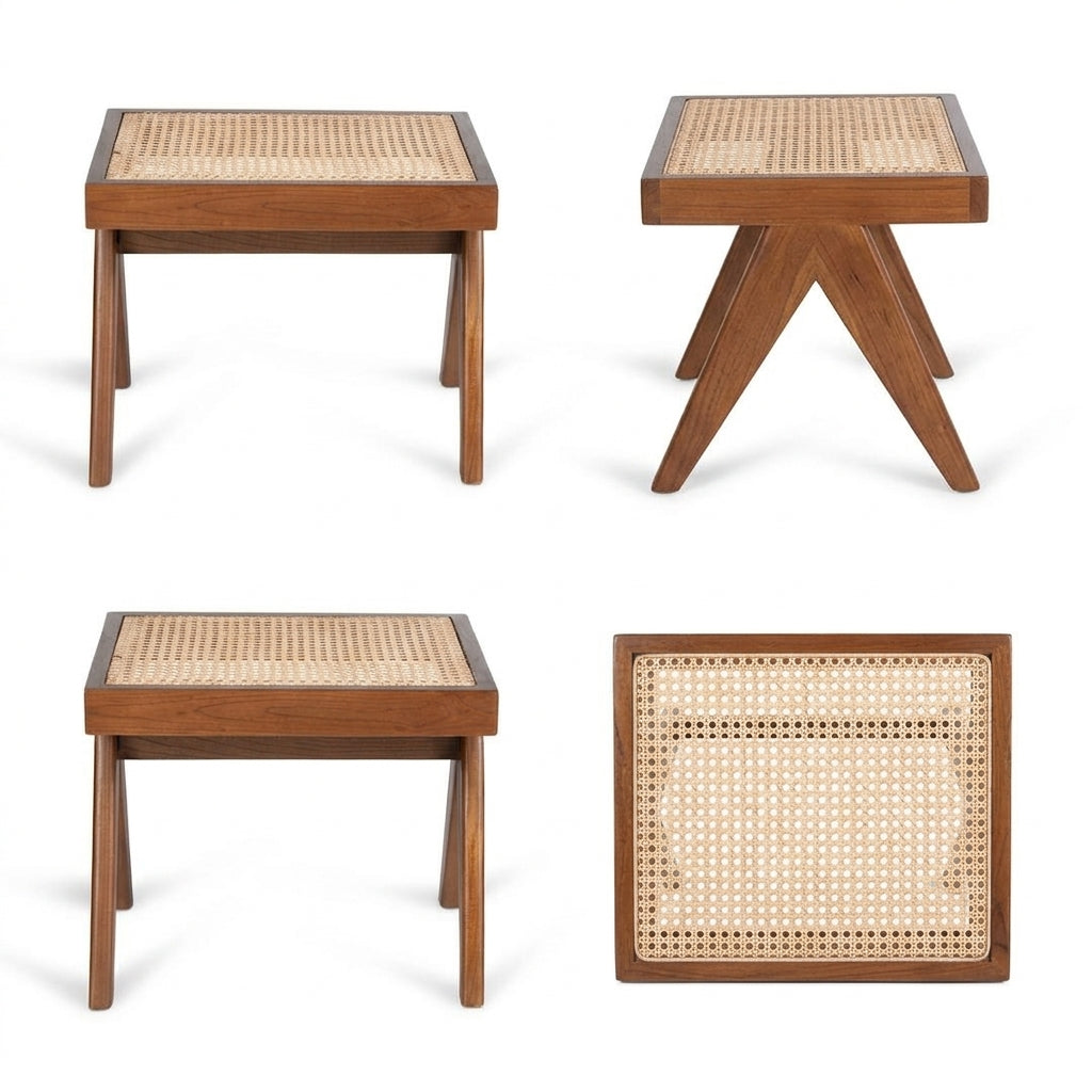 Teak stool Tokyo – boho furniture handcrafted in Bali by BaliSouk (vue 4)