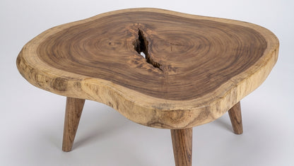 Teak coffee table Round Suar Slice – boho furniture handcrafted in Bali by BaliSouk (vue 4)