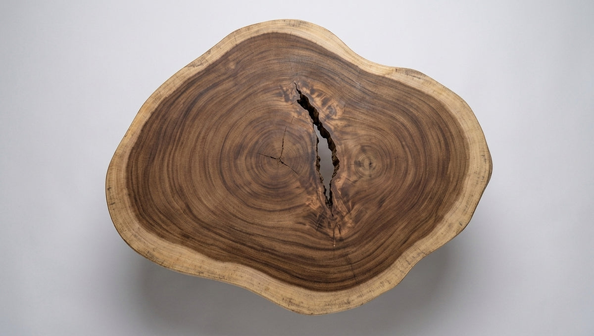 Teak coffee table Round Suar Slice – boho furniture handcrafted in Bali by BaliSouk (vue 5)