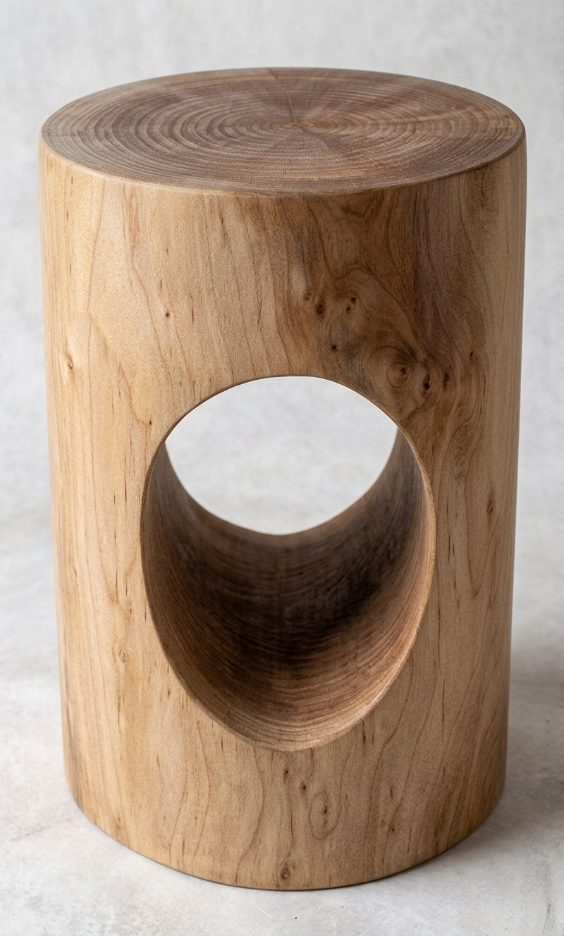 Suar stool Hole – boho furniture handcrafted in Bali by BaliSouk (vue 2)