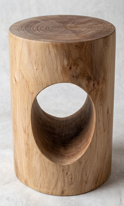 Suar stool Hole – boho furniture handcrafted in Bali by BaliSouk (vue 2)