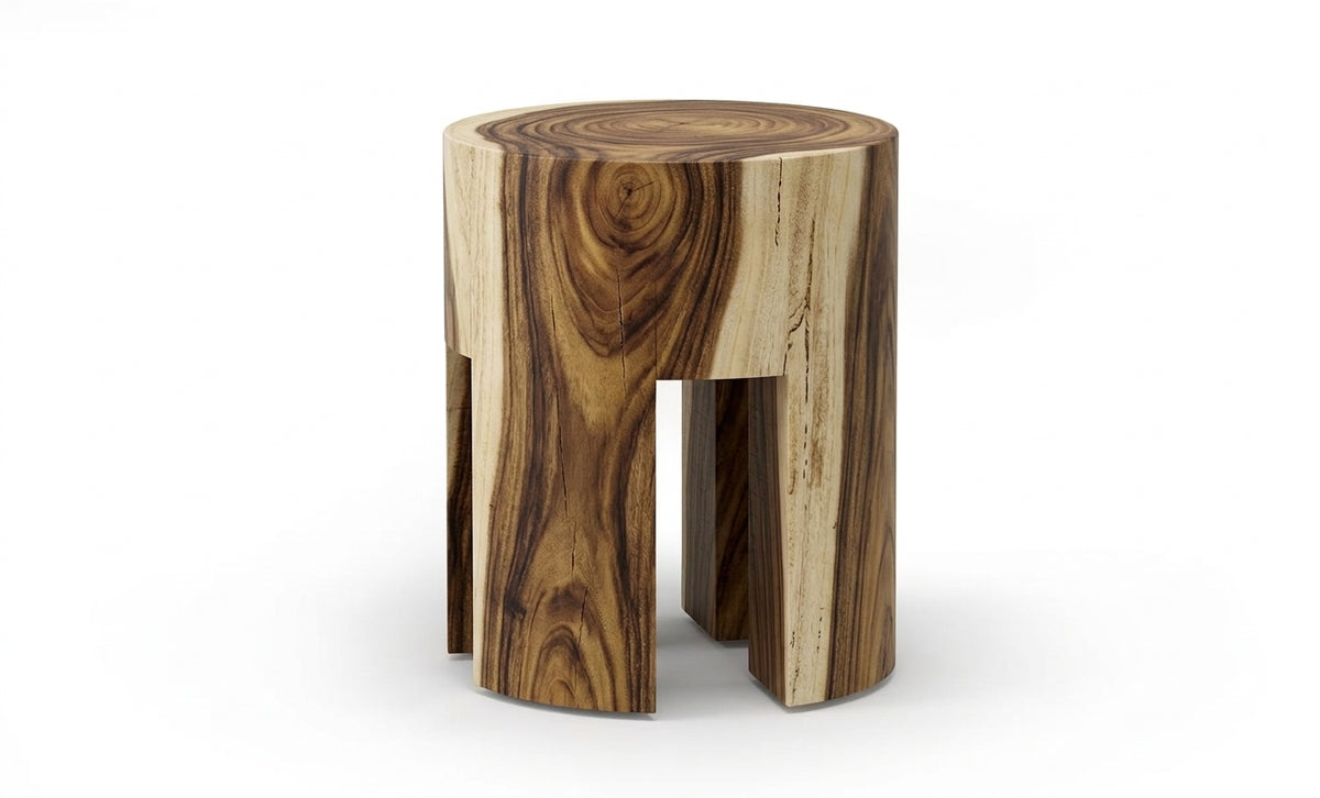 Suar stool Gigit – boho furniture handcrafted in Bali by BaliSouk (vue 2)