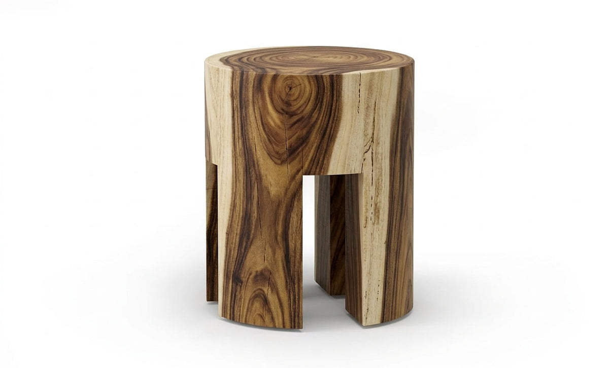 Suar stool Gigit – boho furniture handcrafted in Bali by BaliSouk (vue 2) – set of 2
