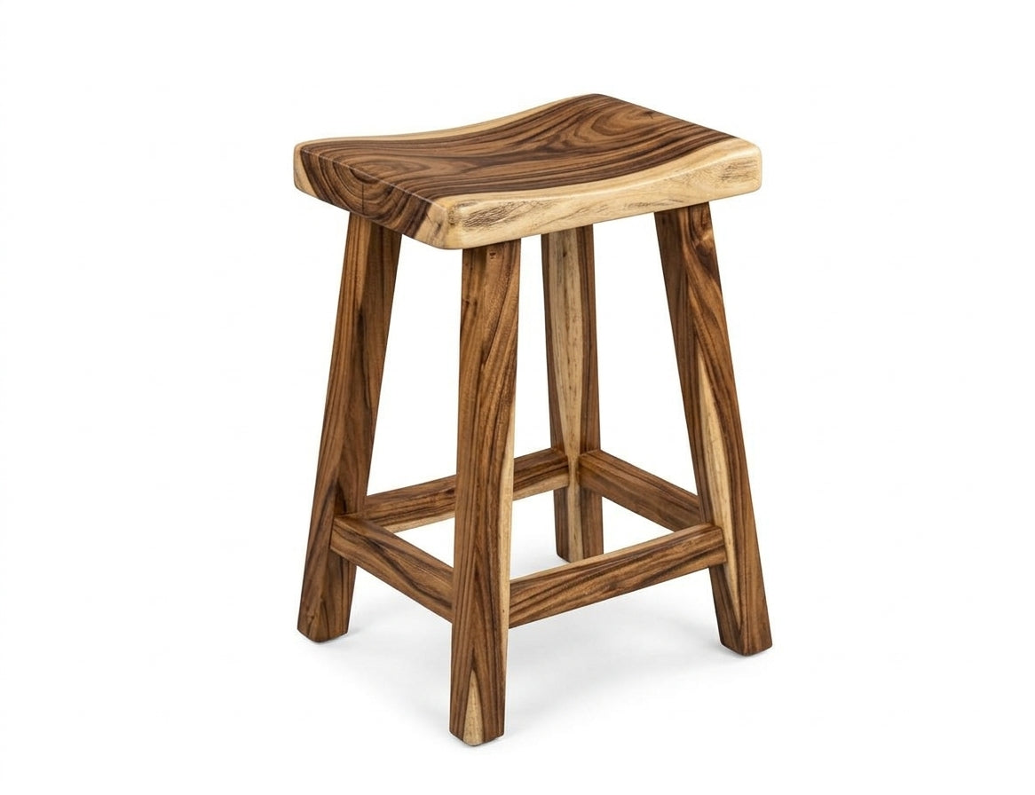 Suar stool Kotak – boho furniture handcrafted in Bali by BaliSouk (vue 2)
