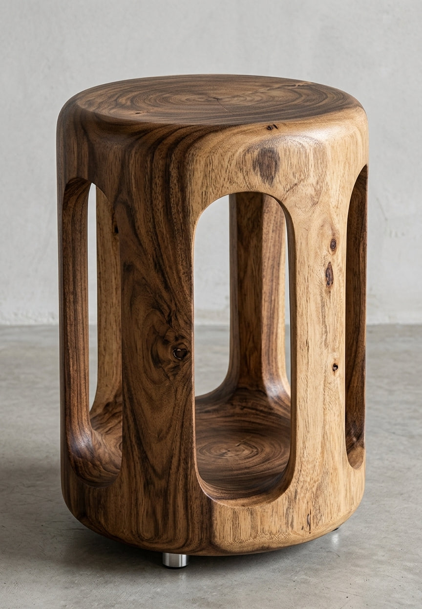 Suar stool Lubang – boho furniture handcrafted in Bali by BaliSouk (vue 2)