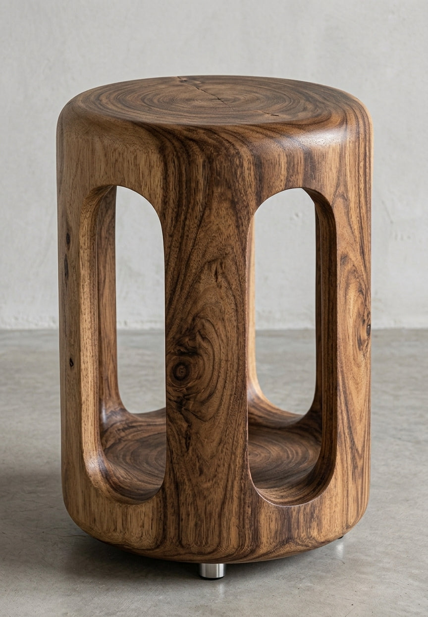 Suar stool Lubang – boho furniture handcrafted in Bali by BaliSouk (vue 4)