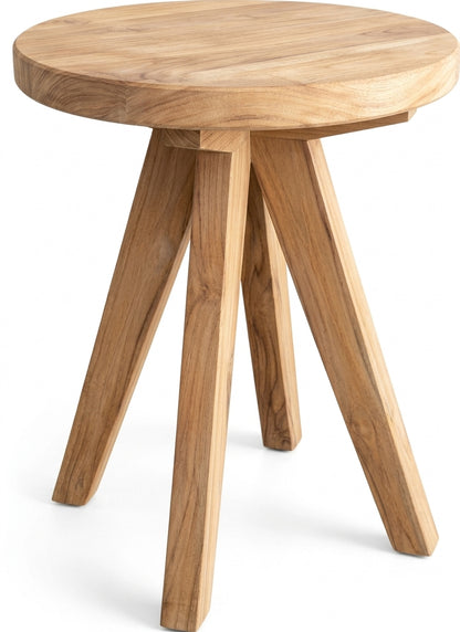 Teak stool Sally – boho furniture handcrafted in Bali by BaliSouk (vue 3)