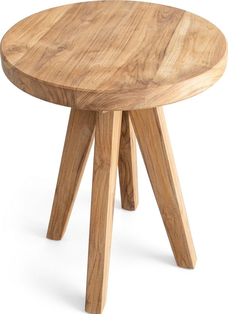 Teak stool Sally – boho furniture handcrafted in Bali by BaliSouk (vue 4)