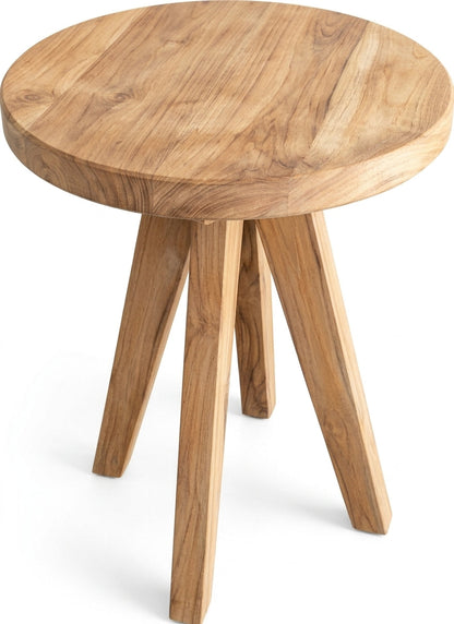 Teak stool Sally – boho furniture handcrafted in Bali by BaliSouk (vue 4) – set of 2