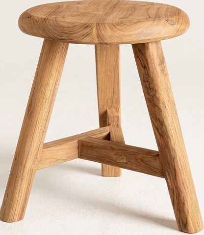 Teak stool Arno – boho furniture handcrafted in Bali by BaliSouk
