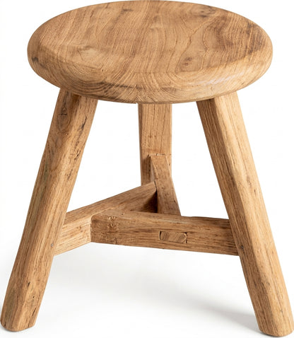 Teak stool Arno – boho furniture handcrafted in Bali by BaliSouk (vue 3)