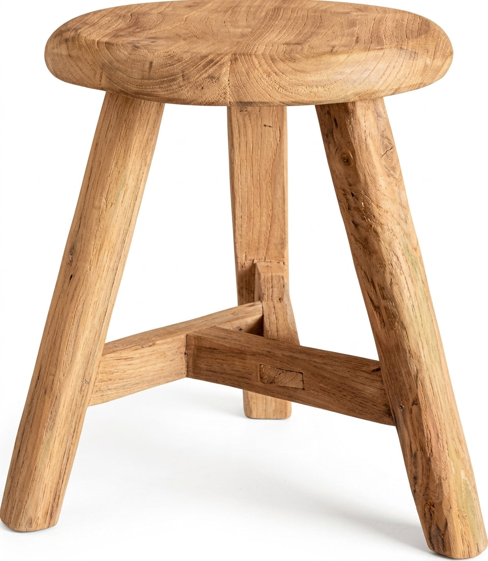 Teak stool Arno – boho furniture handcrafted in Bali by BaliSouk (vue 4)