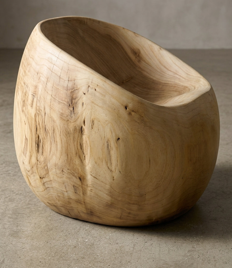 Teak stool Ball Root Kaki – boho furniture handcrafted in Bali by BaliSouk (vue 4)