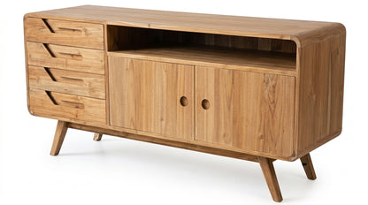 Teak low cabinet Jet – boho furniture handcrafted in Bali by BaliSouk (vue 7)