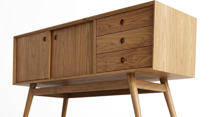 Teak low cabinet Trapez – boho furniture handcrafted in Bali by BaliSouk (vue 2)