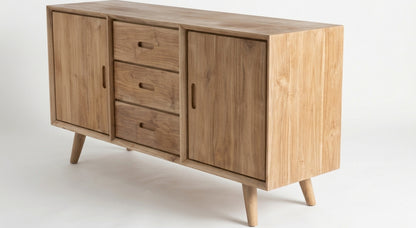 Teak low cabinet Mini – boho furniture handcrafted in Bali by BaliSouk (vue 3)