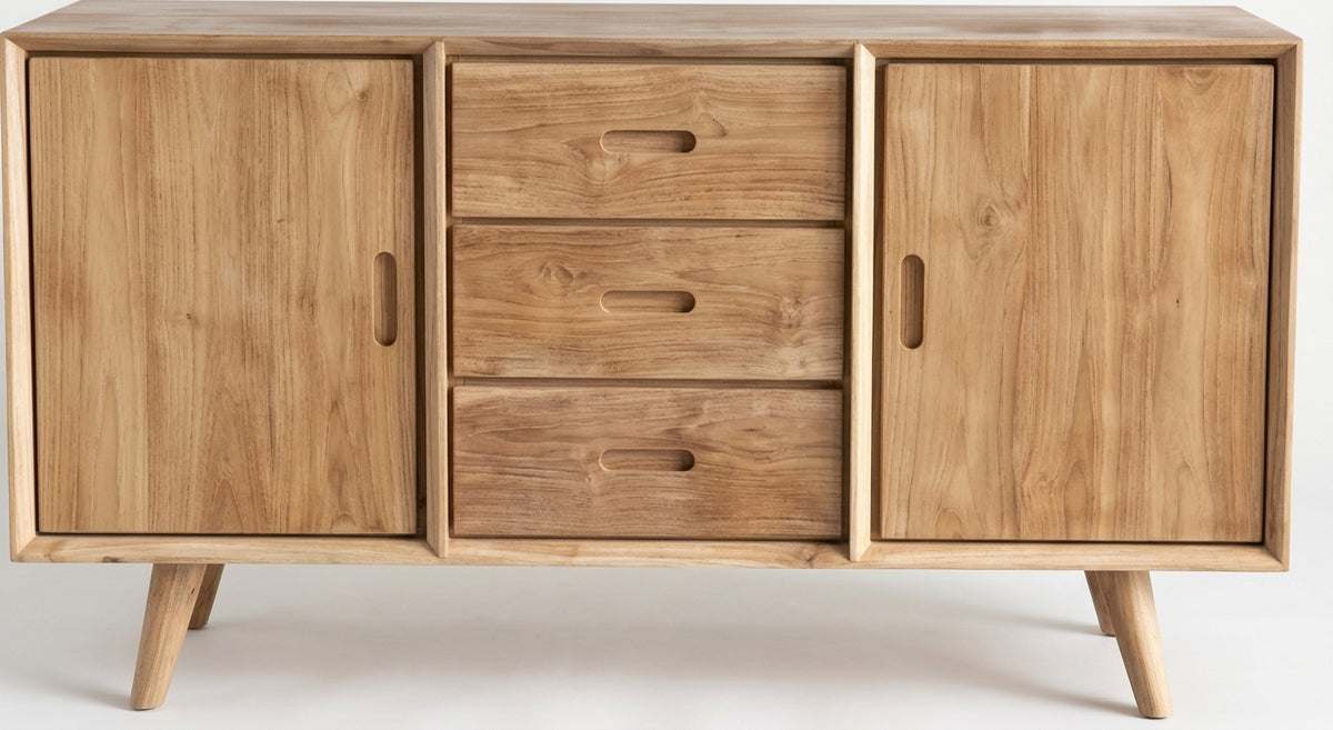 Teak low cabinet Mini – boho furniture handcrafted in Bali by BaliSouk (vue 5)