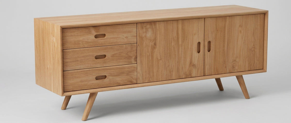 Teak low cabinet Oslo 1 – boho furniture handcrafted in Bali by BaliSouk