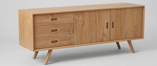 Teak low cabinet Oslo 1 – boho furniture handcrafted in Bali by BaliSouk