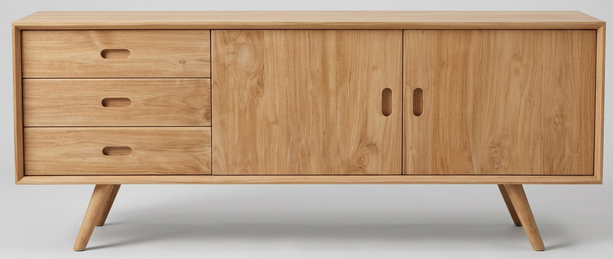 Teak low cabinet Oslo 1 – boho furniture handcrafted in Bali by BaliSouk (vue 2)
