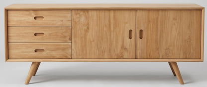 Teak low cabinet Oslo 1 – boho furniture handcrafted in Bali by BaliSouk (vue 2)