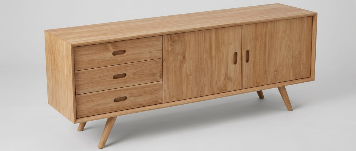Teak low cabinet Oslo 1 – boho furniture handcrafted in Bali by BaliSouk (vue 4)