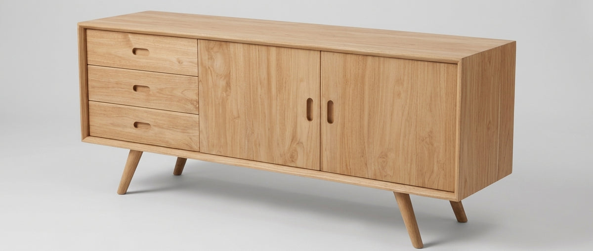 Teak low cabinet Oslo 1 – boho furniture handcrafted in Bali by BaliSouk (vue 6)