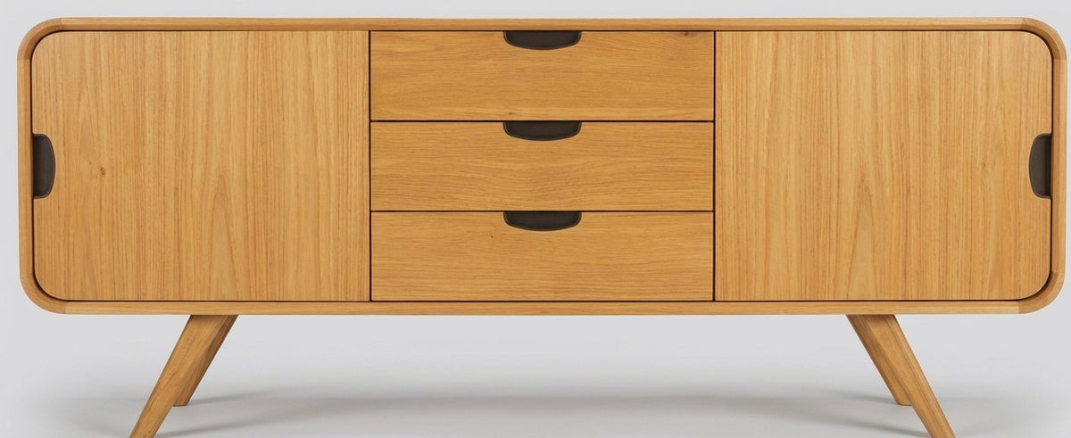 Teak low cabinet Oblong – boho furniture handcrafted in Bali by BaliSouk