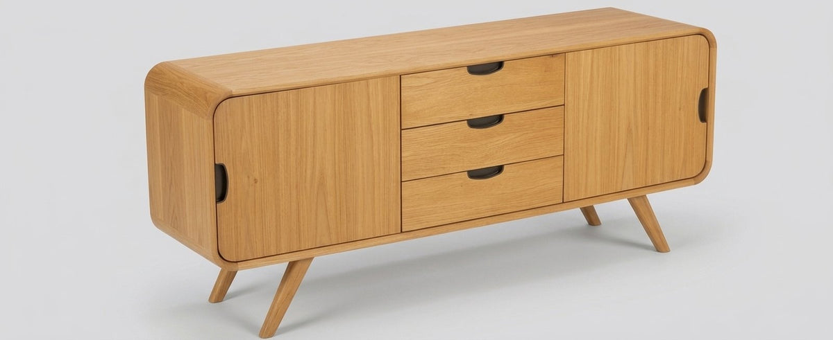 Teak low cabinet Oblong – boho furniture handcrafted in Bali by BaliSouk (vue 3)