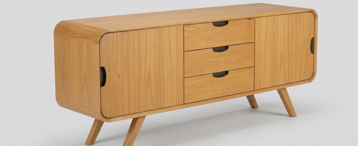 Teak low cabinet Oblong – boho furniture handcrafted in Bali by BaliSouk (vue 4)